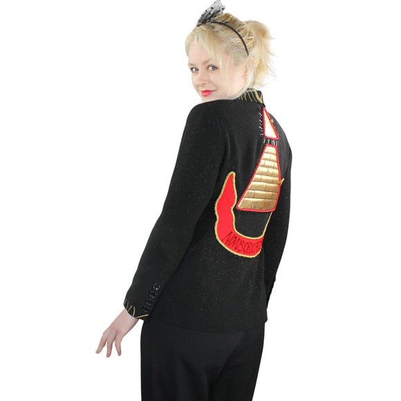 Desperately Seeking 80s Pyramid Style Size 0/Small* Black Glitter Susan Jacket - Picture 7 of 9